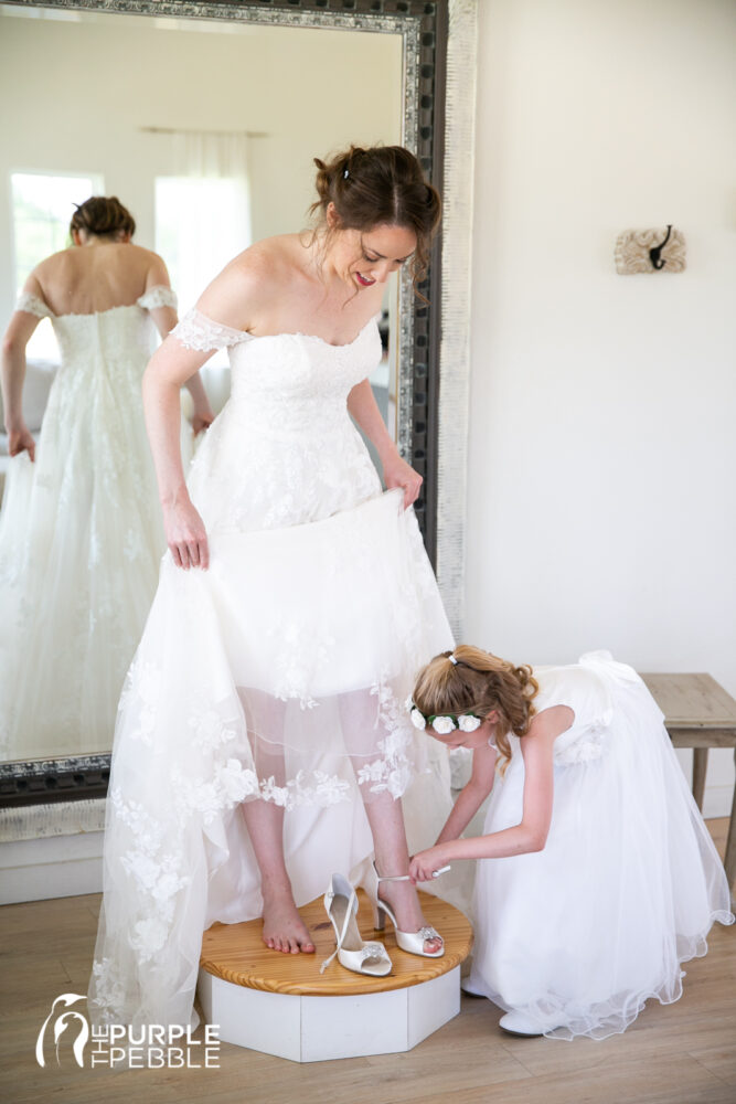 Flower Girl Helps Bride Shoes