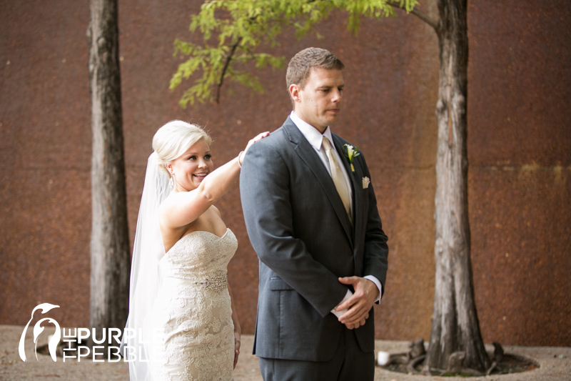 Wedding First Look Fort Worth Water Gardens Fort Worth Texas The