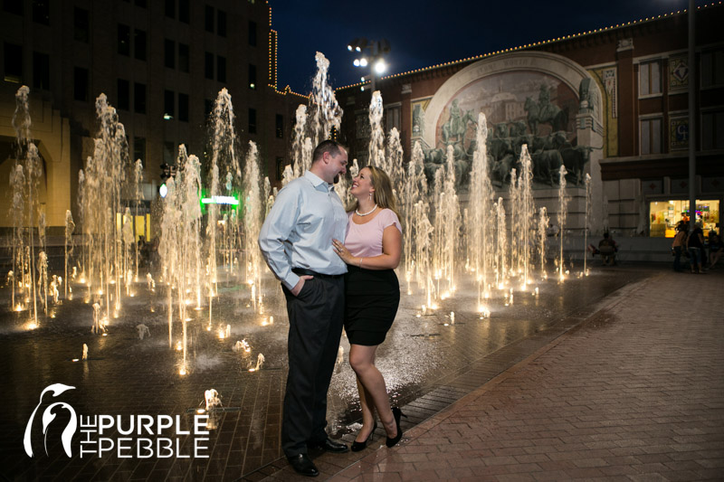 nighttime water fountain sundance square