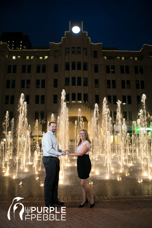 nighttime water fountain sundance square