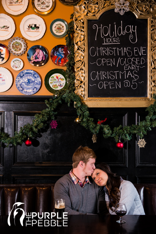 Christmas pub engagement pictures