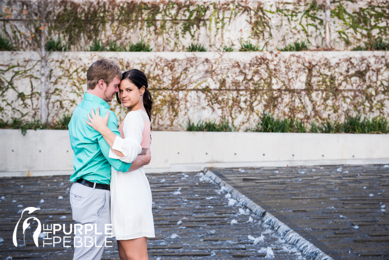 downtown water feature modern couple