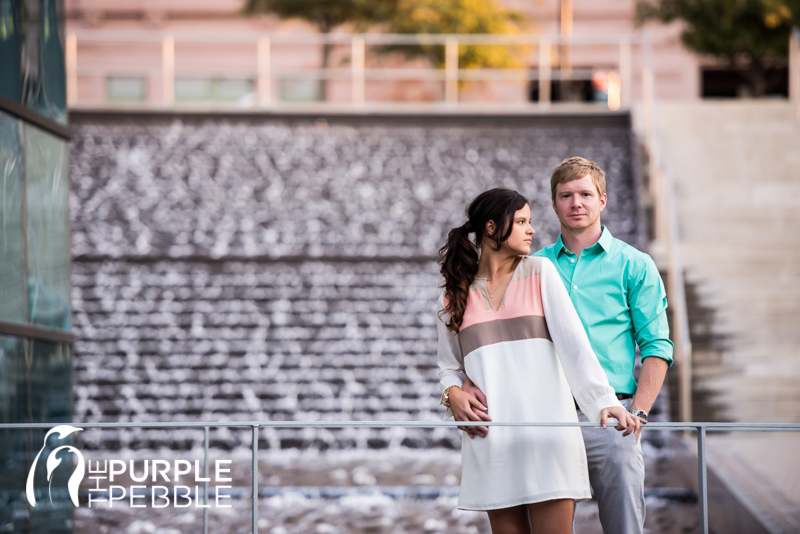 downtown water feature modern couple