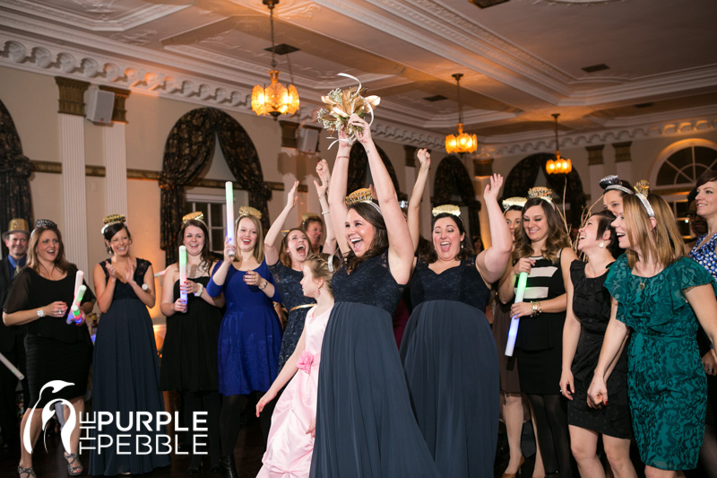 cute bride bouquet toss photography