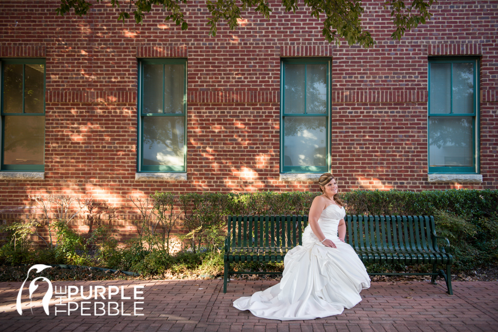 bridal portrait historic grapevine brick buildings