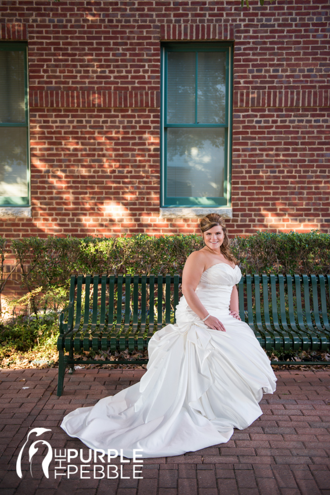 bridal portrait historic grapevine brick buildings