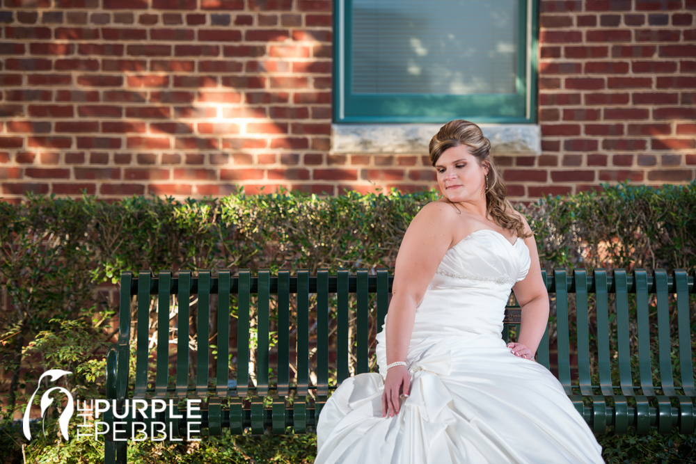 bridal portrait historic grapevine brick buildings